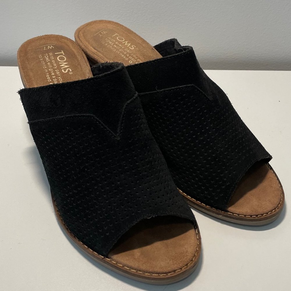 Toms Black Suede Slide Sandal